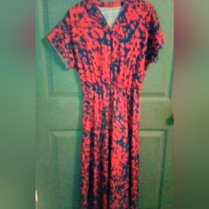 Elegant Red and Blue Women's Dress